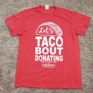 Delta Pro Weight Vintage Taco Bout Donating T Shirt Mens Medium Red